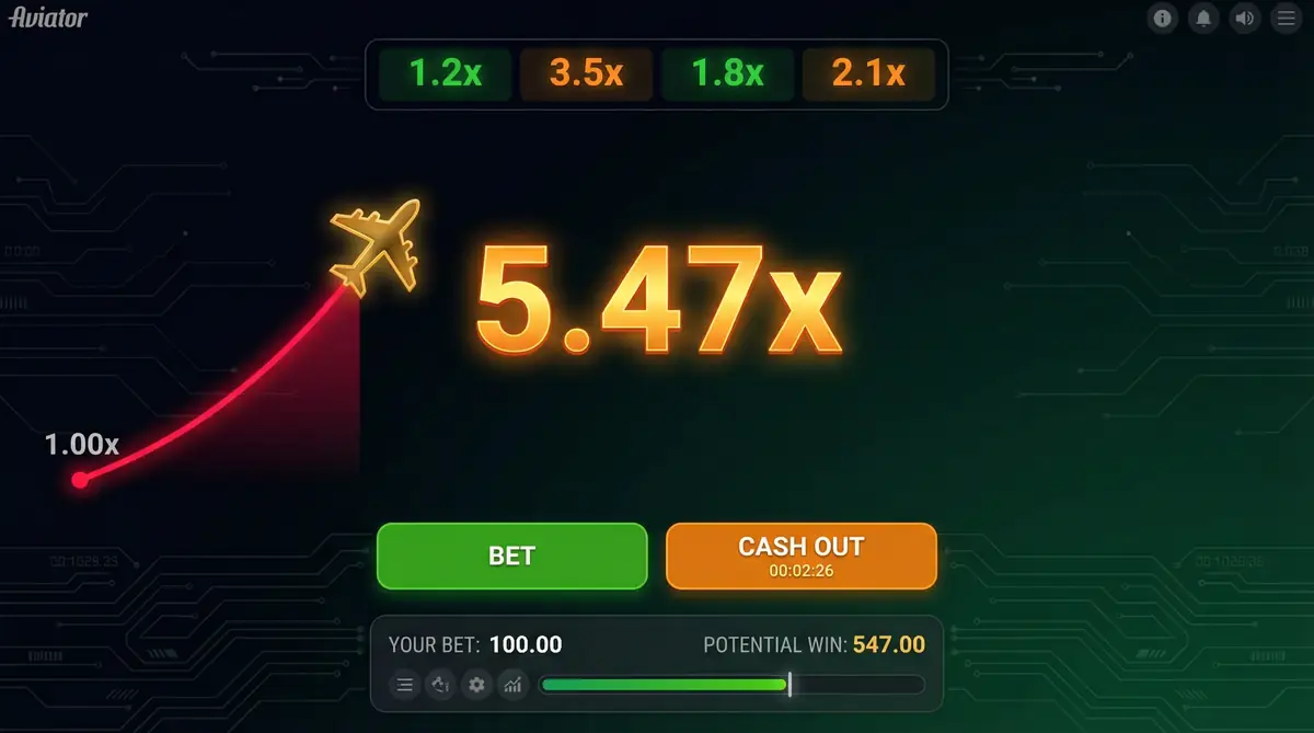 Aviator multiplicador alto 5.47x emocionante