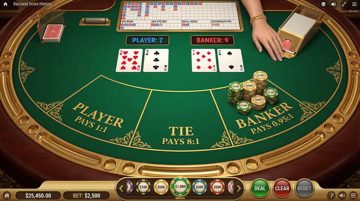 Bacará mesa profesional con roadmaps