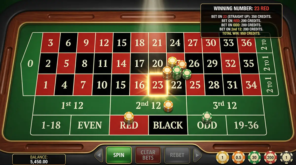 Ruleta en línea con estadísticas