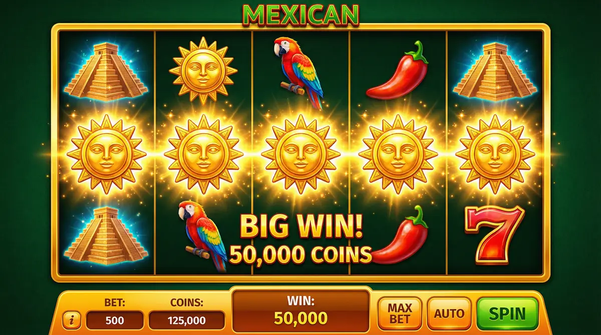 Tragamonedas temática mexicana con símbolos aztecas